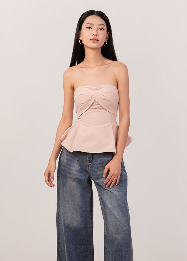 Knotline Pleated Top in Misty Pink