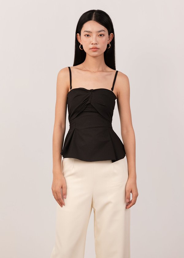 Knotline Pleated Top in Black