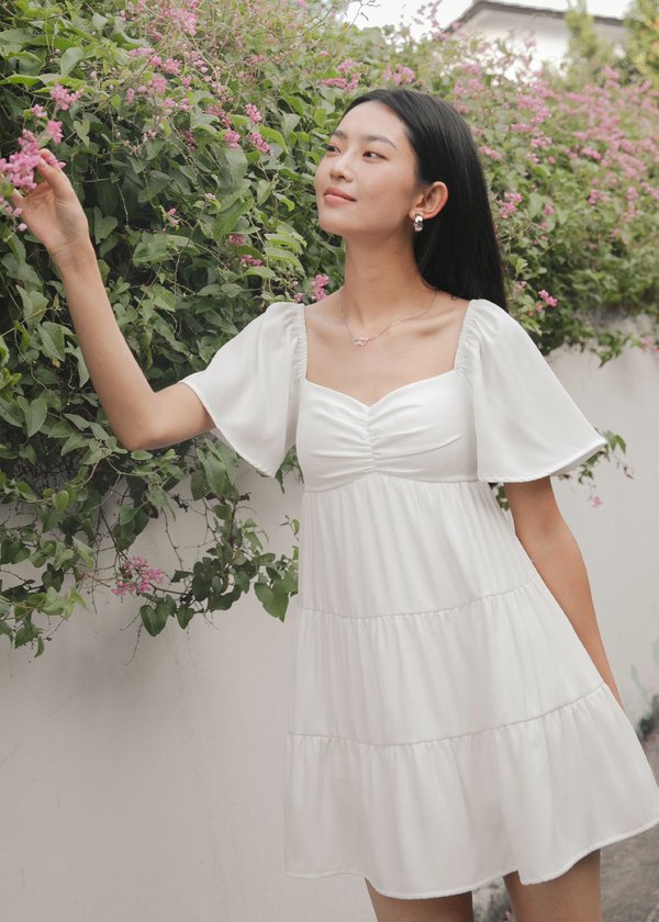 Lullabelle Babydoll Tier Dress Romper in White