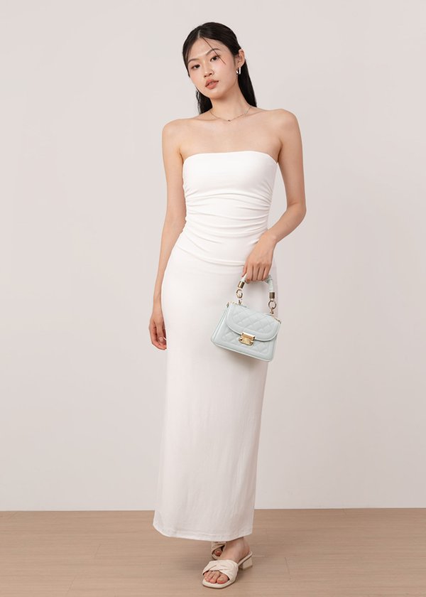 Ultra Soft Ruched Maxi Dress in White