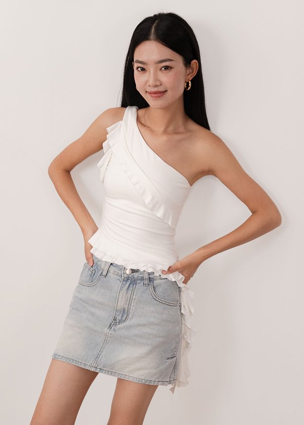 Callie Drape Toga Top in White