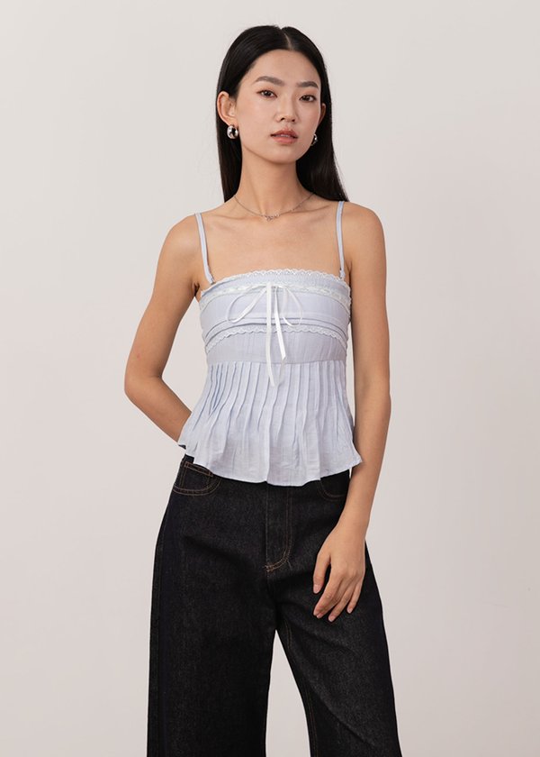 Sugarplum Lace Top in Powder Blue