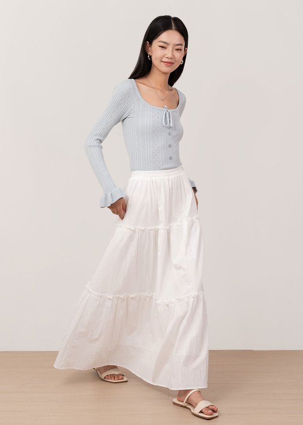 Dreamy Tier Maxi Skirt in White