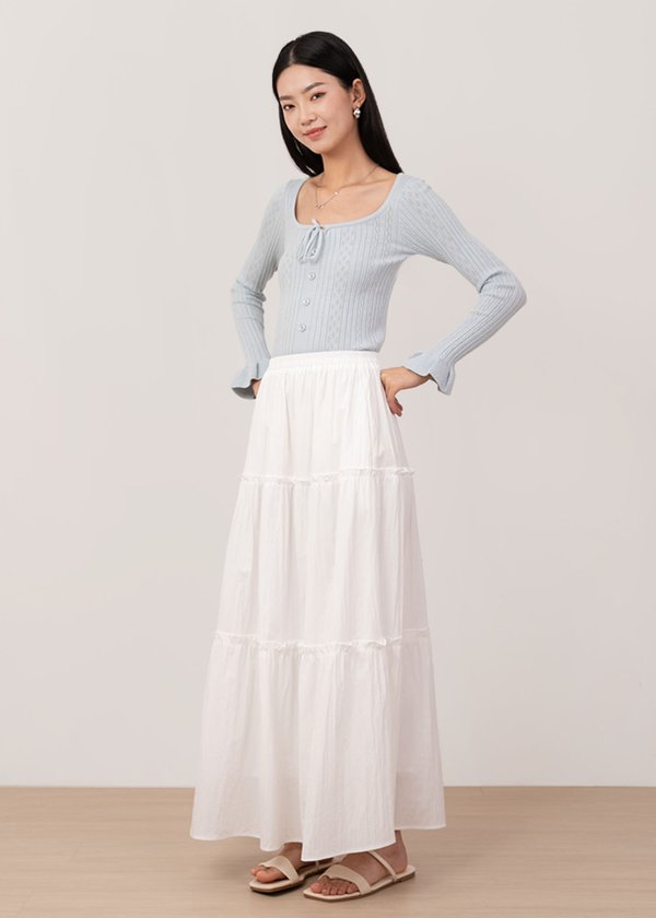 Dreamy Tier Maxi Skirt in White