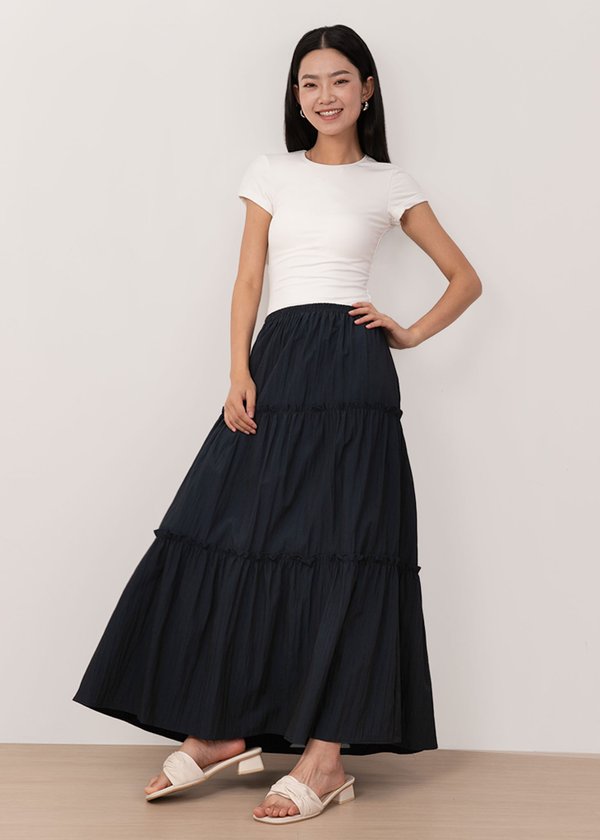 Dreamy Tier Maxi Skirt in Midnight