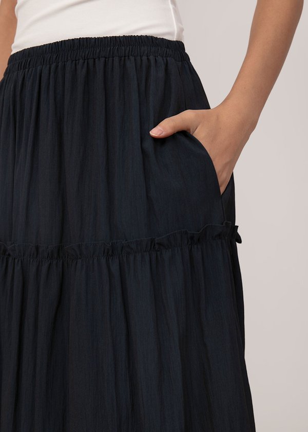 Dreamy Tier Maxi Skirt in Midnight