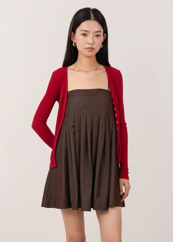 Hug In A Knit Cardigan V2 in Cherry Red