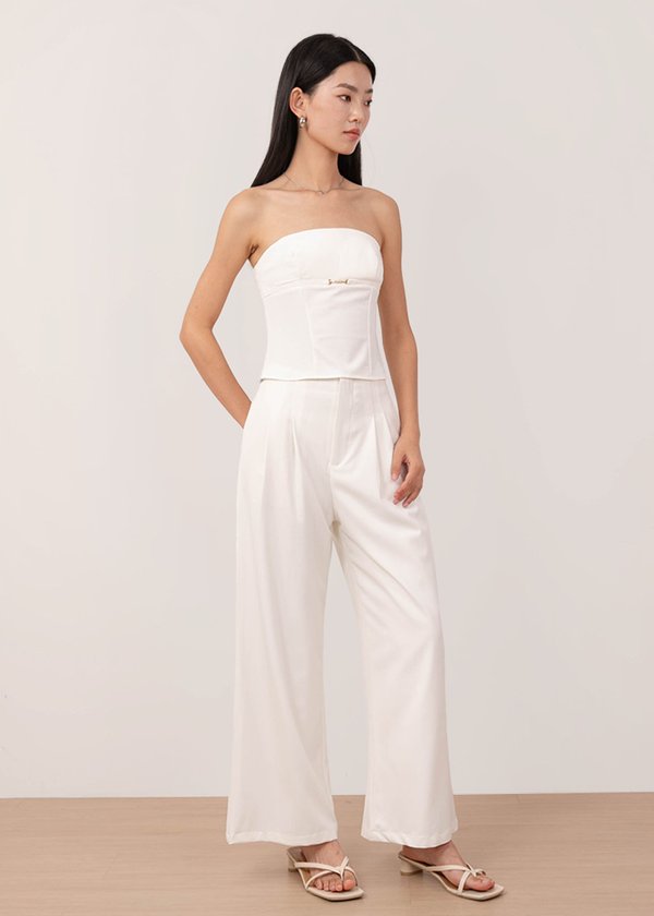 Hayden Highwaisted Zipper Pants in White