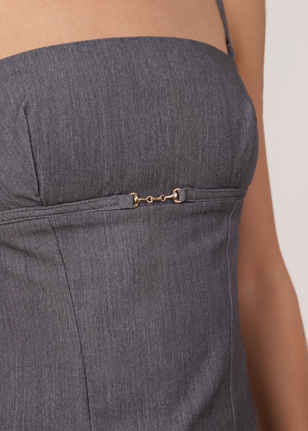 Hayden Belted Top in Steel Blue Grey