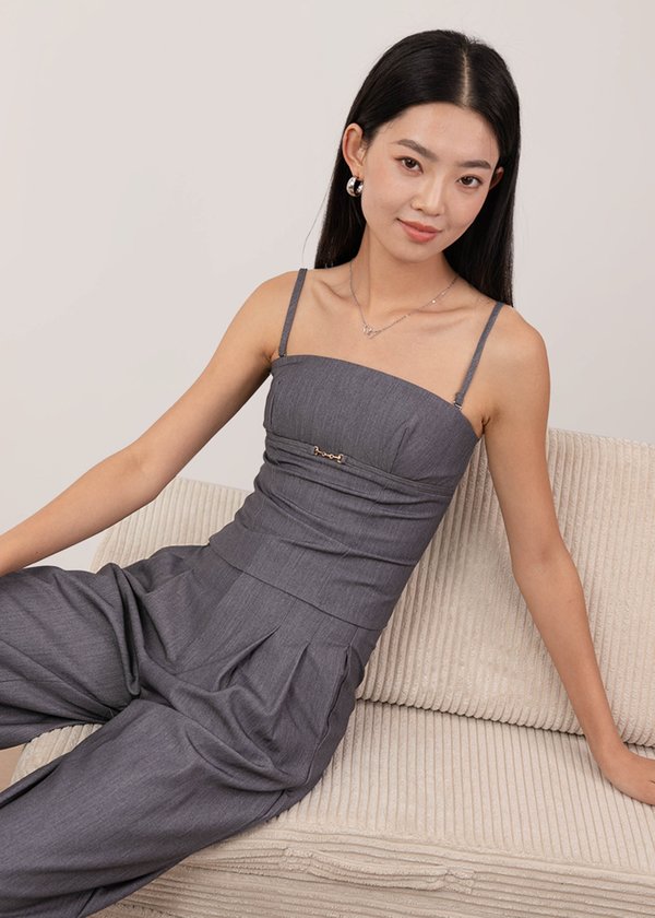 Hayden Belted Top in Steel Blue Grey