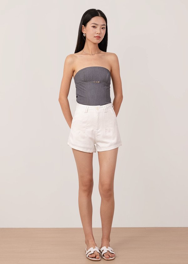 Loft Highwaisted Linen Shorts in White