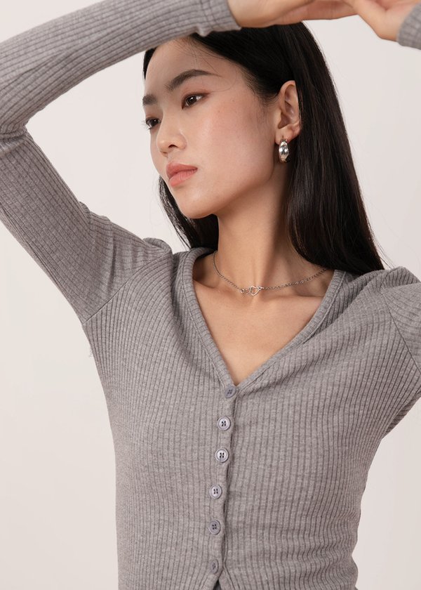 Hug In A Knit Cardigan V2 in Neutral Grey