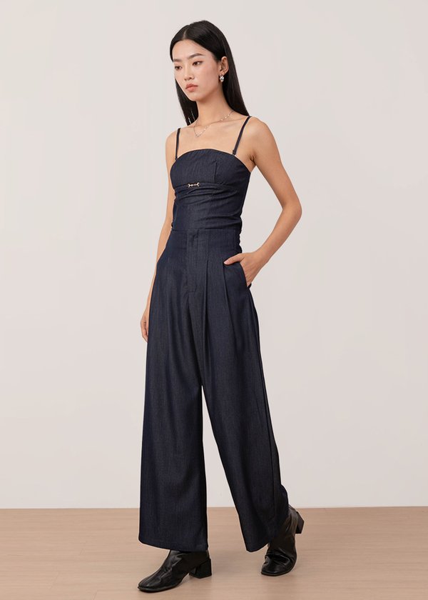 Hayden Highwaisted Zipper Pants in Midnight Navy