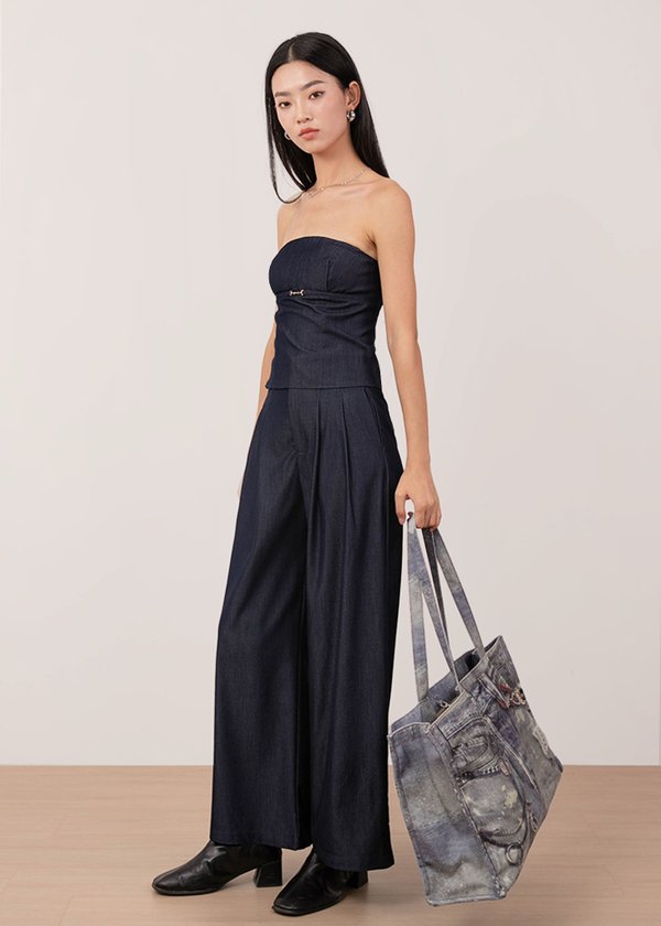 Hayden Highwaisted Zipper Pants in Midnight Navy