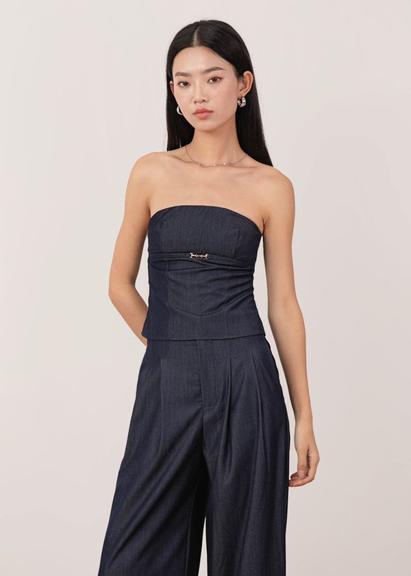 Hayden Belted Top in Midnight Navy