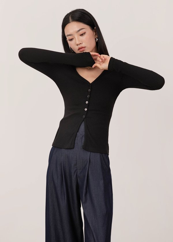 Hug In A Knit Cardigan V2 in Black
