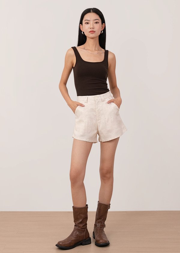 Loft Highwaisted Linen Shorts in Natural Linen