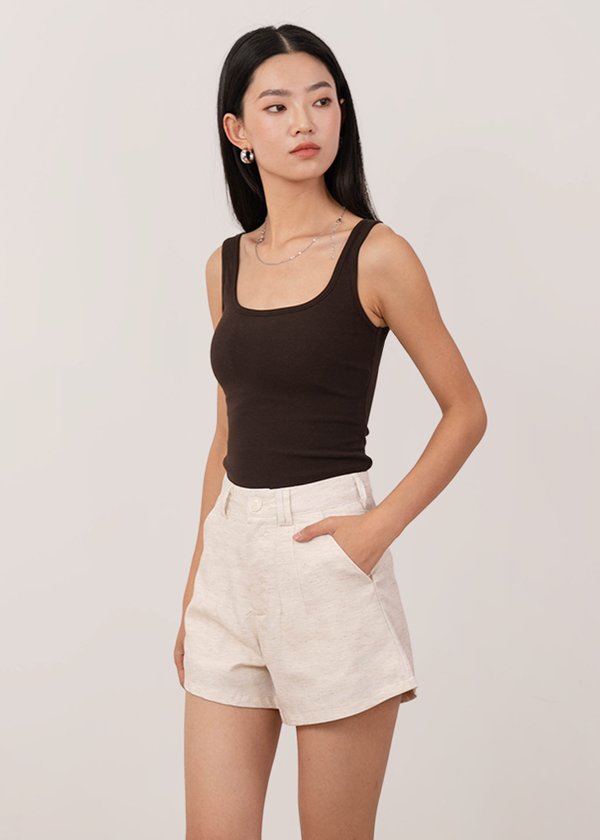 Loft Highwaisted Linen Shorts in Natural Linen