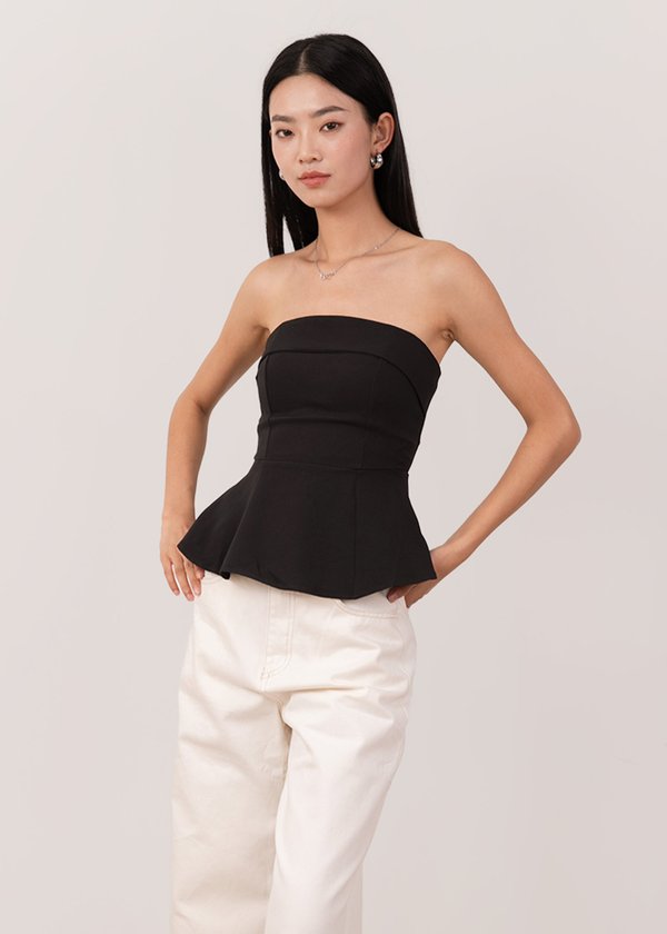 Lara Peplum Top in Black
