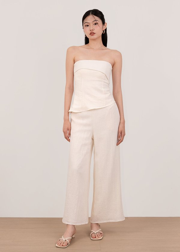 Mila Linen Top in Off White