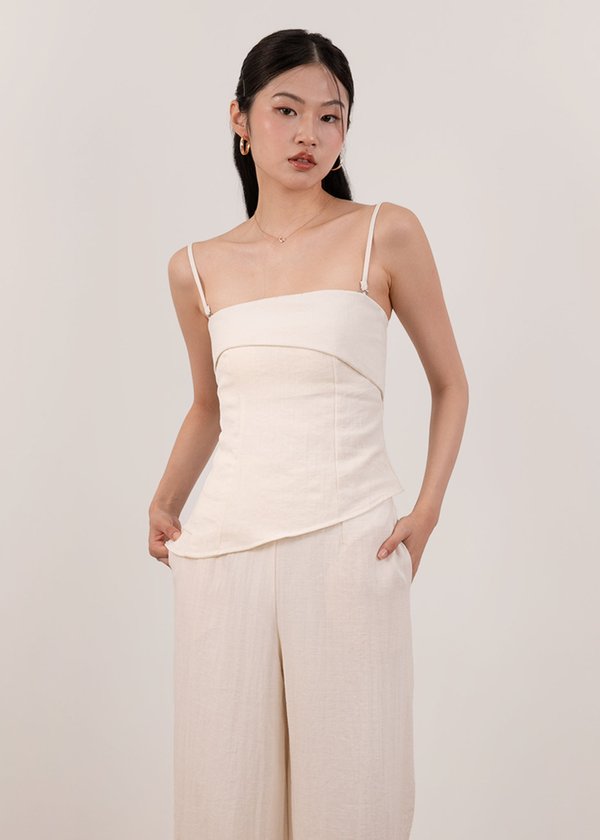 Mila Linen Top in Off White
