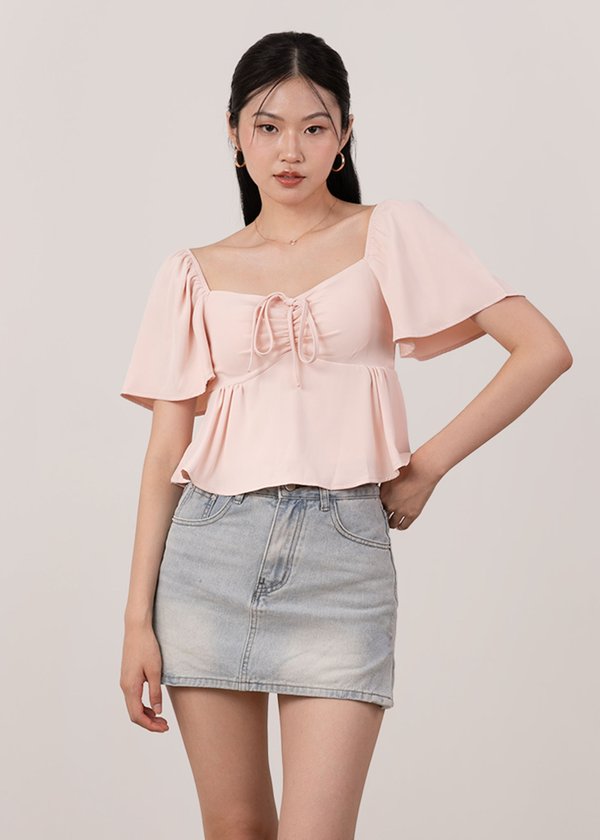 Faye Flutter Babydoll Top in Soft Pink