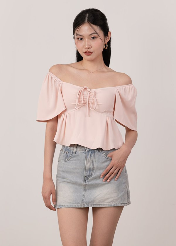 Faye Flutter Babydoll Top in Soft Pink