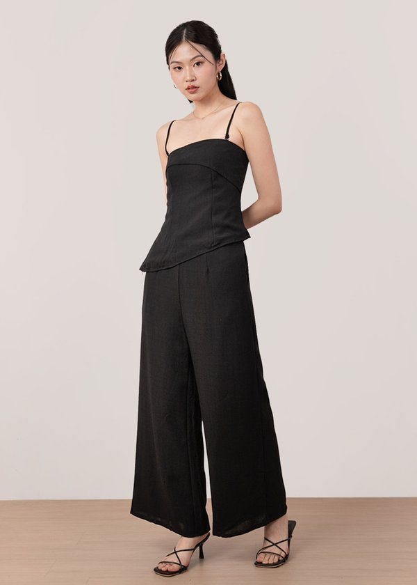 Mila Linen Top in Black
