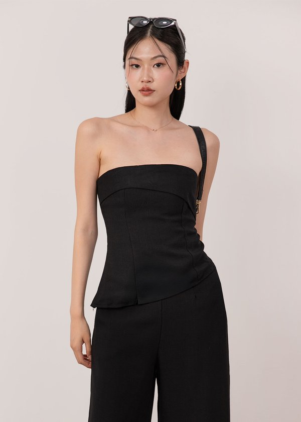 Mila Linen Top in Black