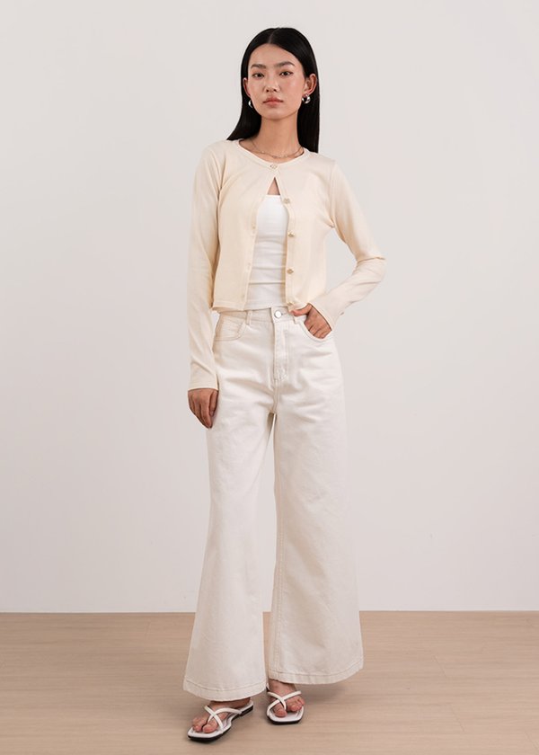 Soft Clover Knit Cardigan in Cream