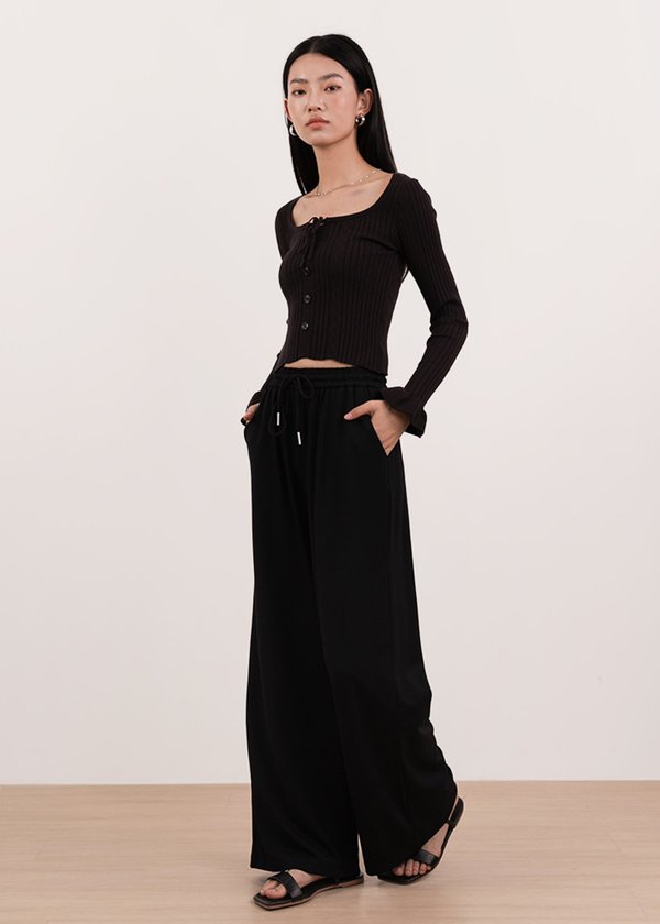 Easy Flow Wide Leg Joggers in Black