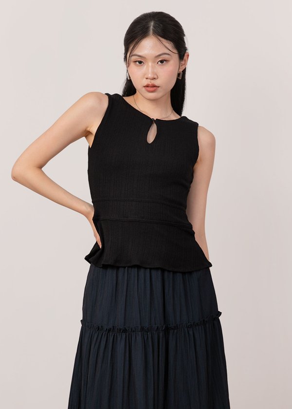 Kora Ribbed Reversible Top in Black
