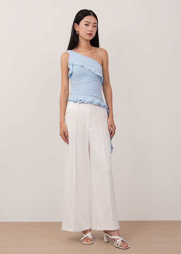 Callie Drape Toga Top in Sky Blue