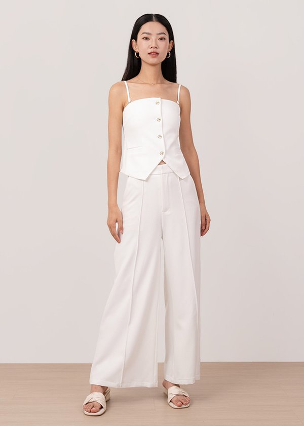 Hustler Buttoned Down Vest Top in White