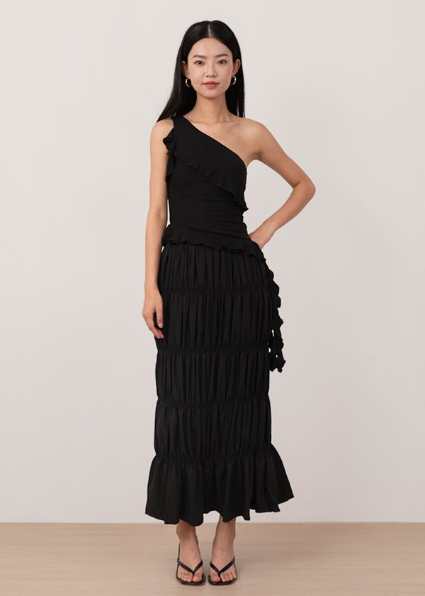 Callie Drape Toga Top in Black