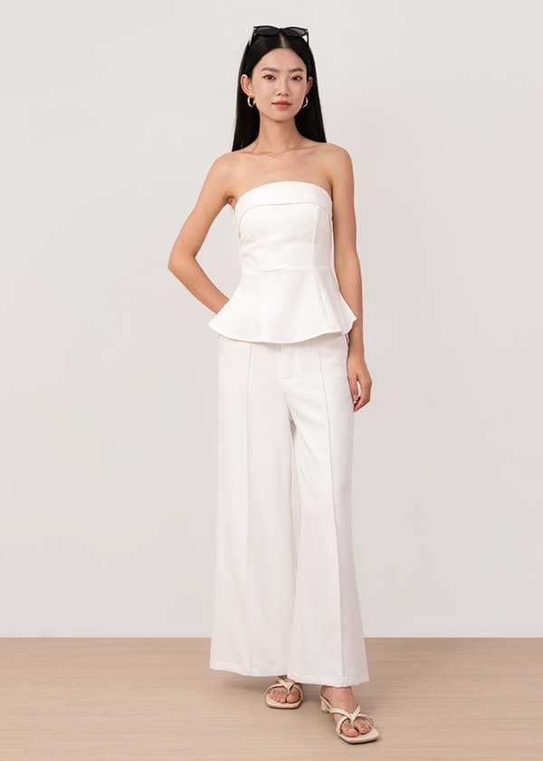Lara Peplum Top in White