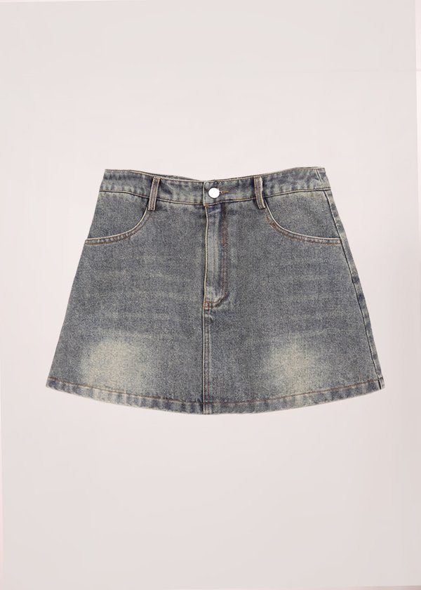 Charmed Denim Skorts in Vintage Wash