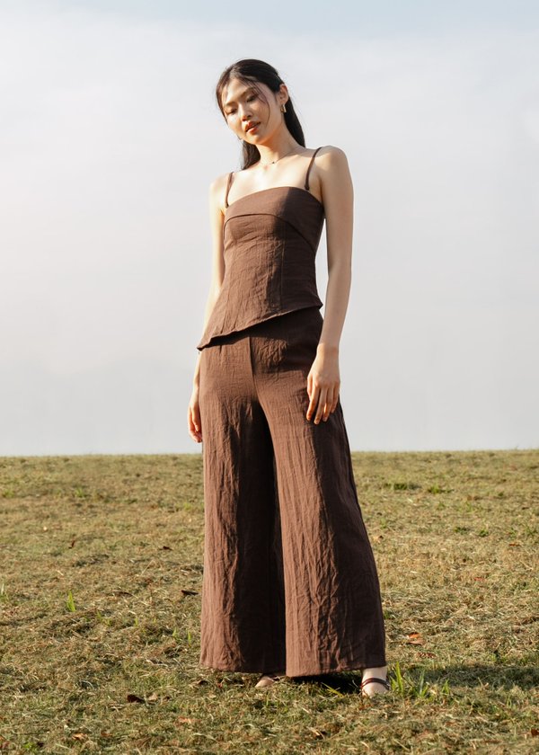 Mila Linen Pants in Brunette Brown