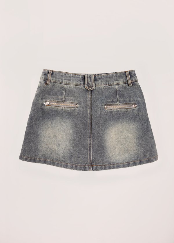 Charmed Denim Skorts in Vintage Wash