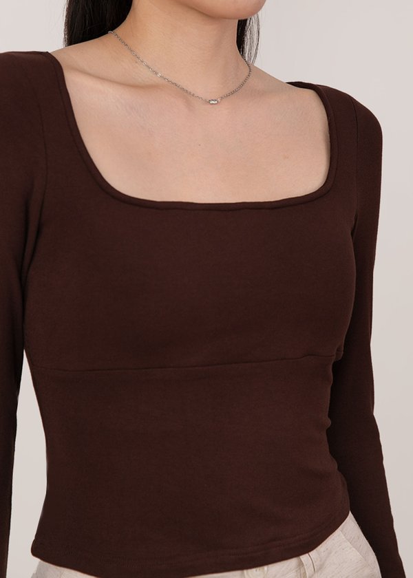 Modena Classic Sleeve Top in Brunette Brown