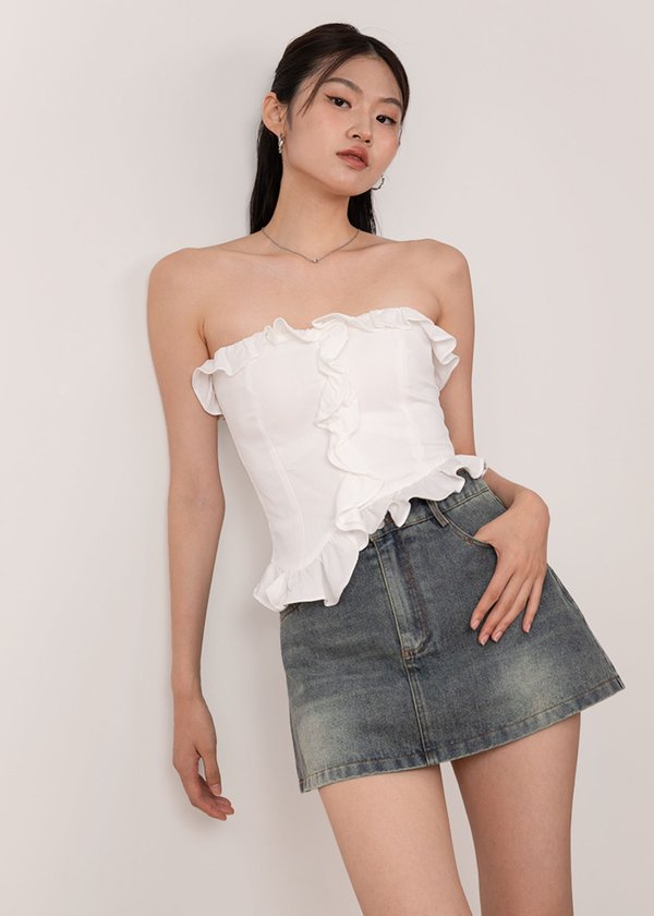 Brielle Ruffles Top in White