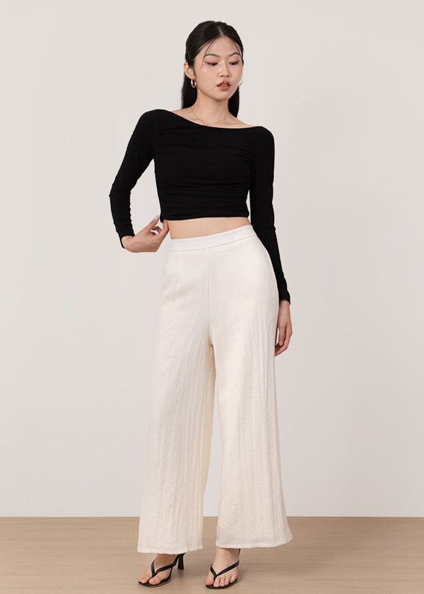 Blaire Ruched Low Back Top in Black