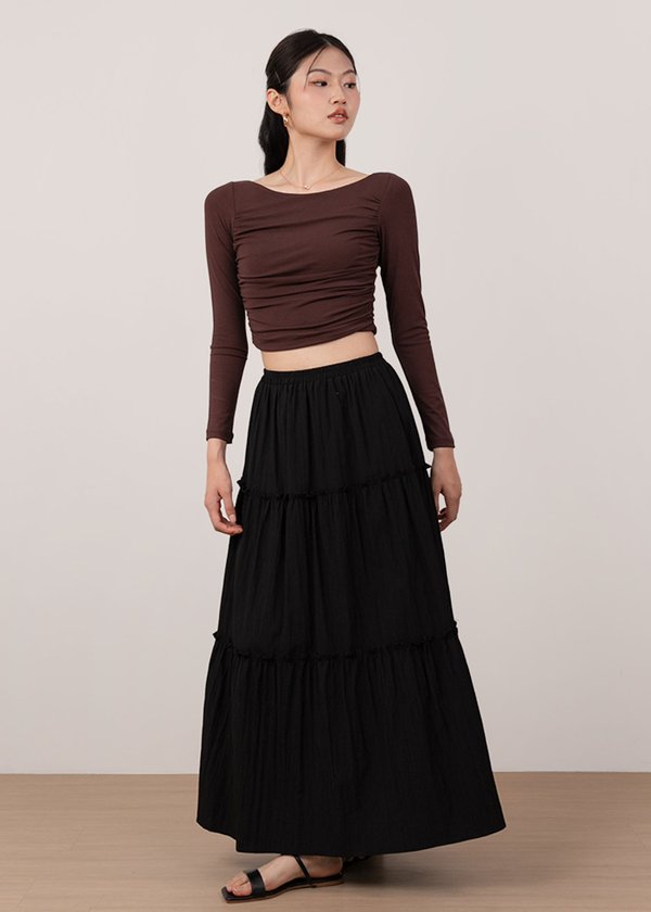 Blaire Ruched Low Back Top in Brunette Brown