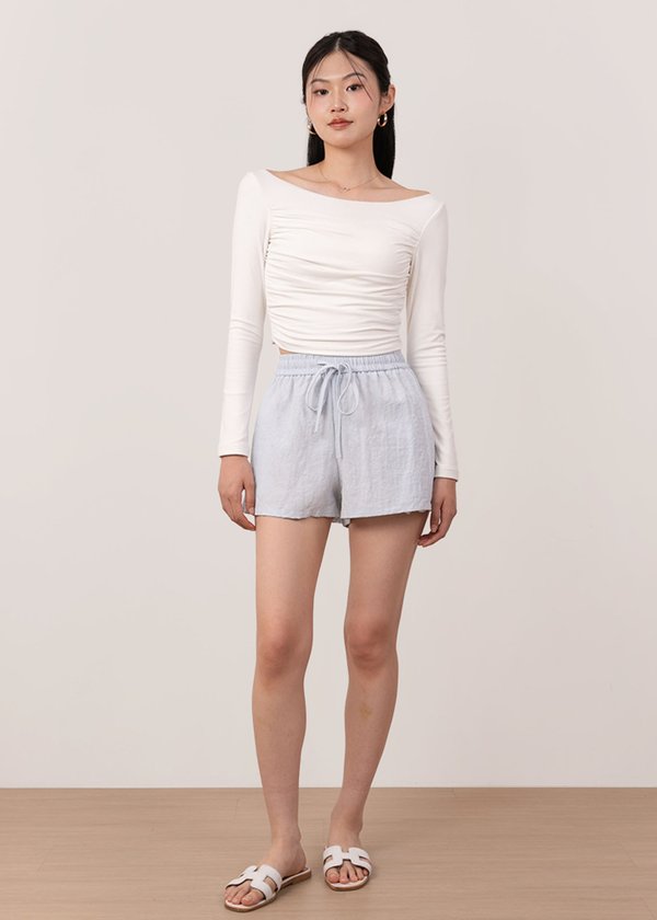 Blaire Ruched Low Back Top in White