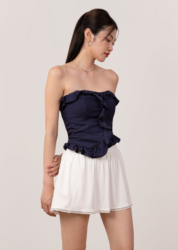 Brielle Ruffles Top in Navy