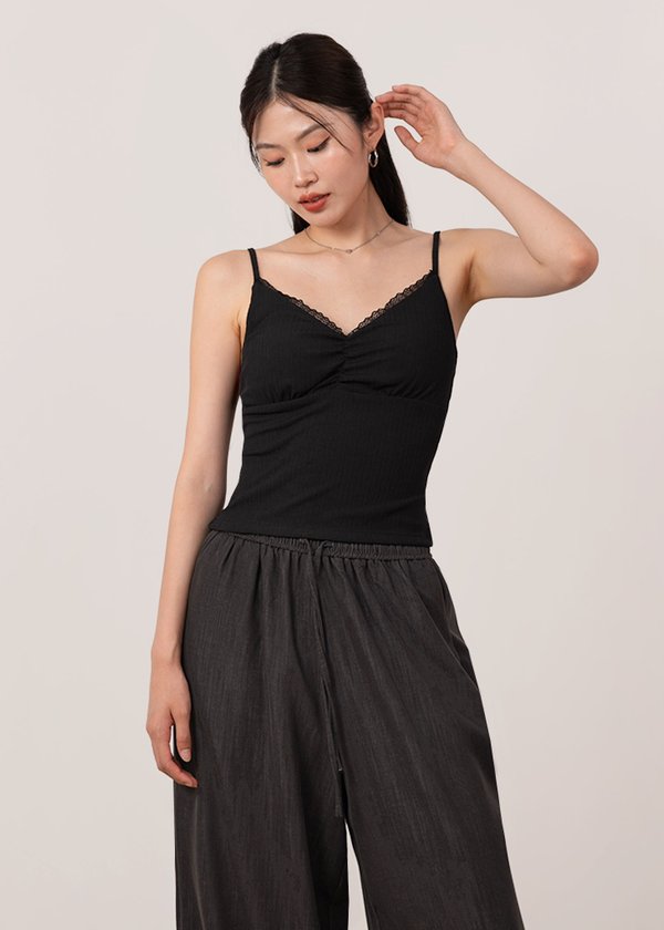 Petals Lace Cami Top in Black