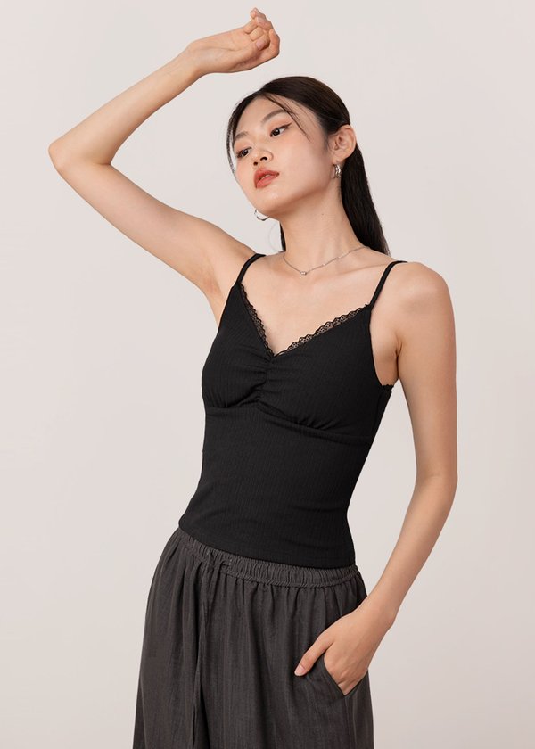 Petals Lace Cami Top in Black