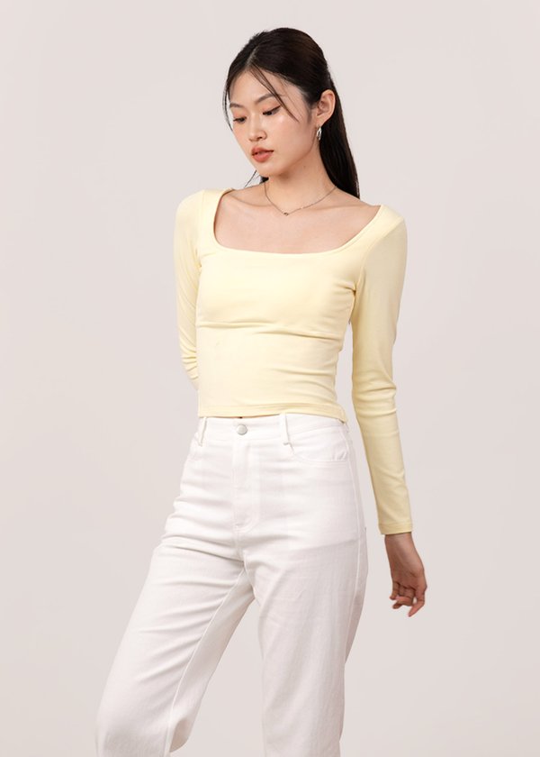 Modena Classic Sleeve Top in Snow Yellow