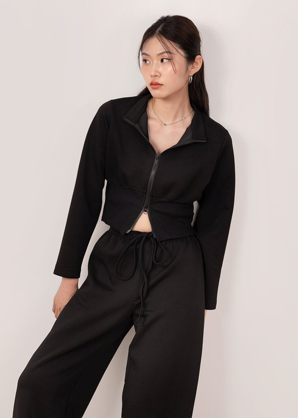 Zip & Flow 2 Way Zipper Jacket in Black