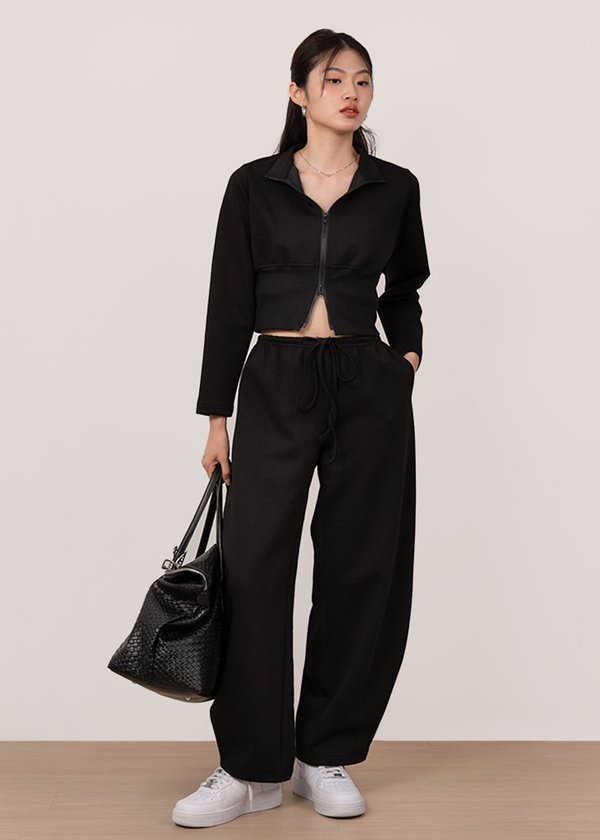 Zip & Flow Barrel Pants in Black